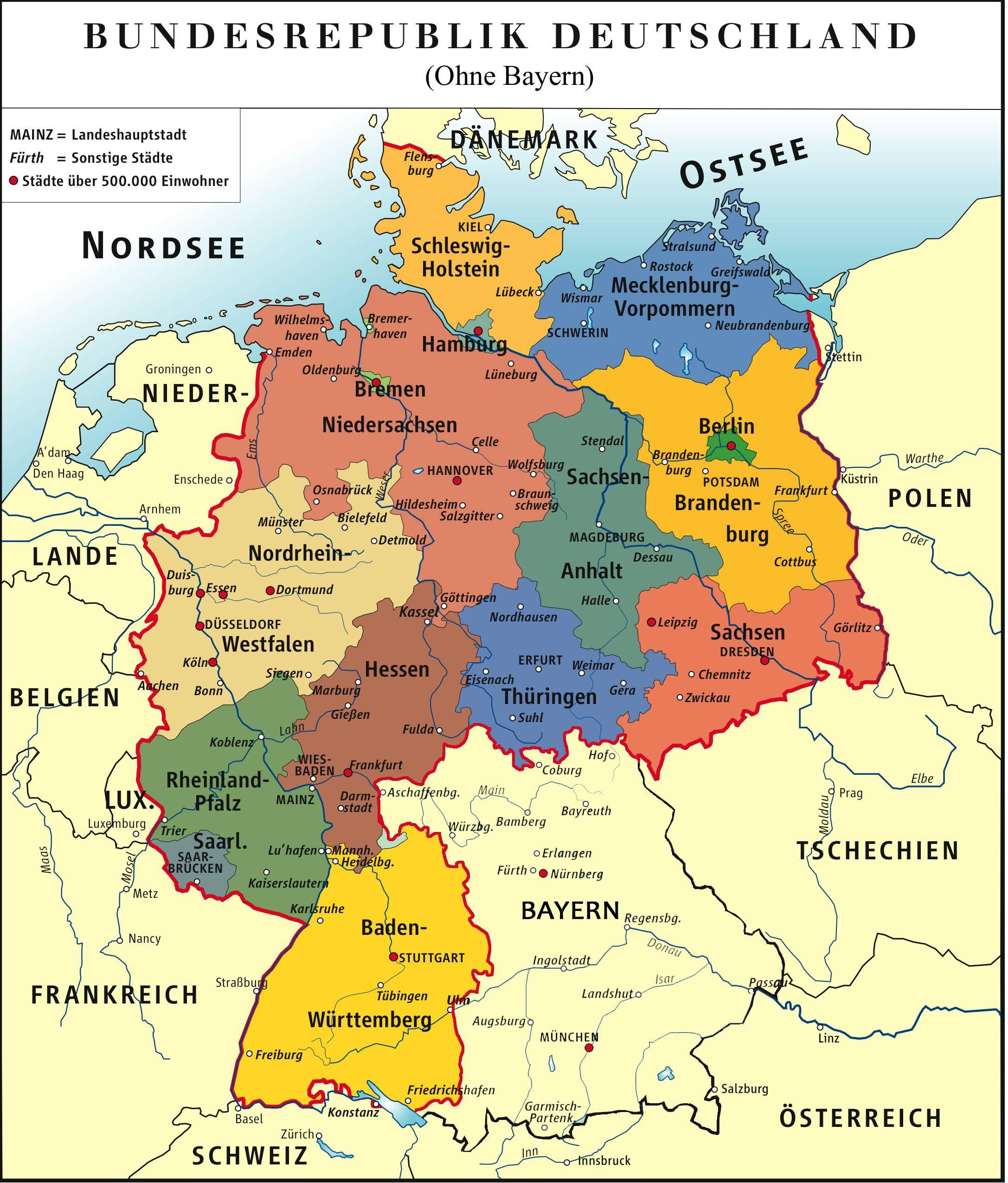 németország térkép münchen A Bayern németország térkép   Bayern münchen térkép (Bajorország 