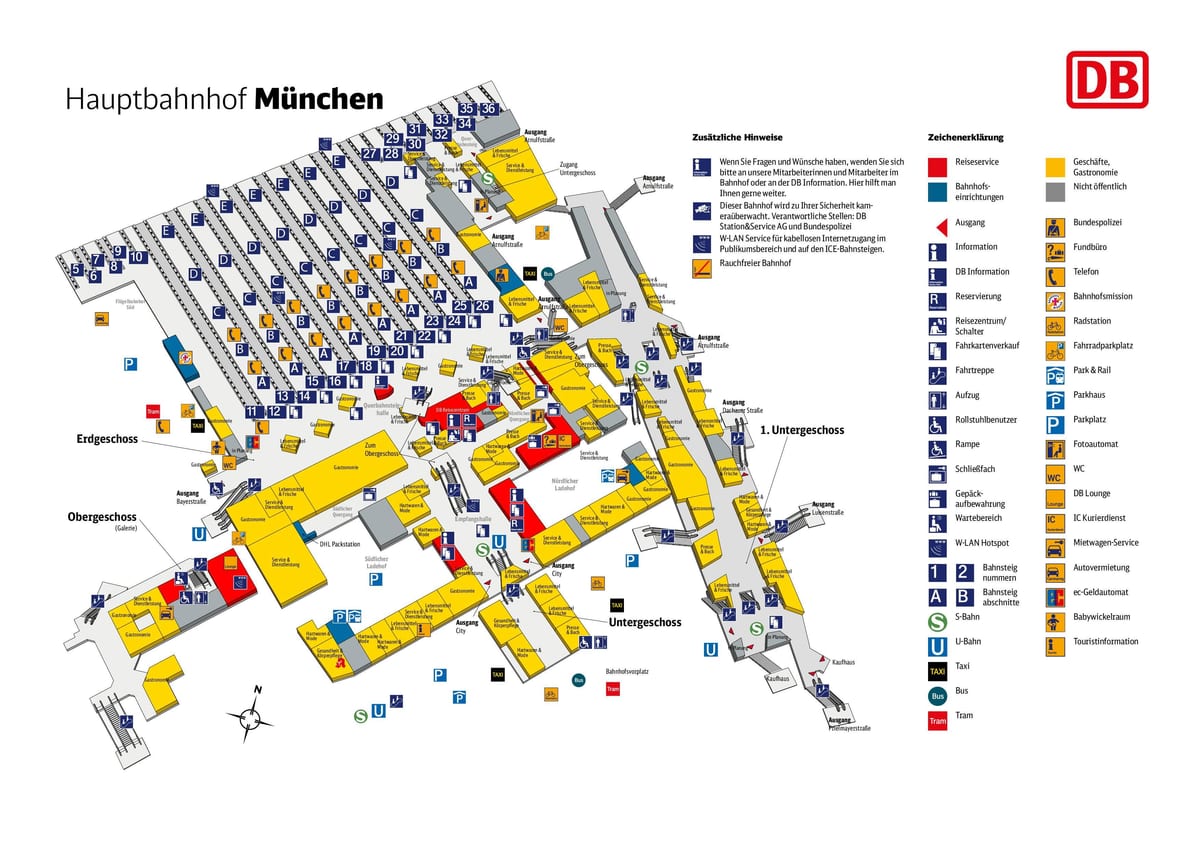 münchen hbf platform térkép