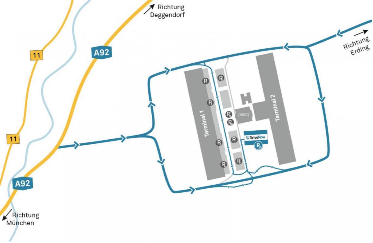 münchen repülőtéri autókölcsönzés térkép