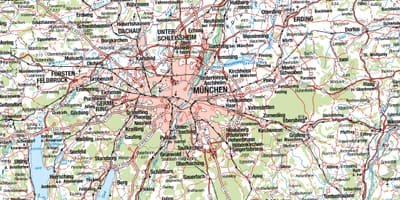 Térkép münchen, valamint a környező városok